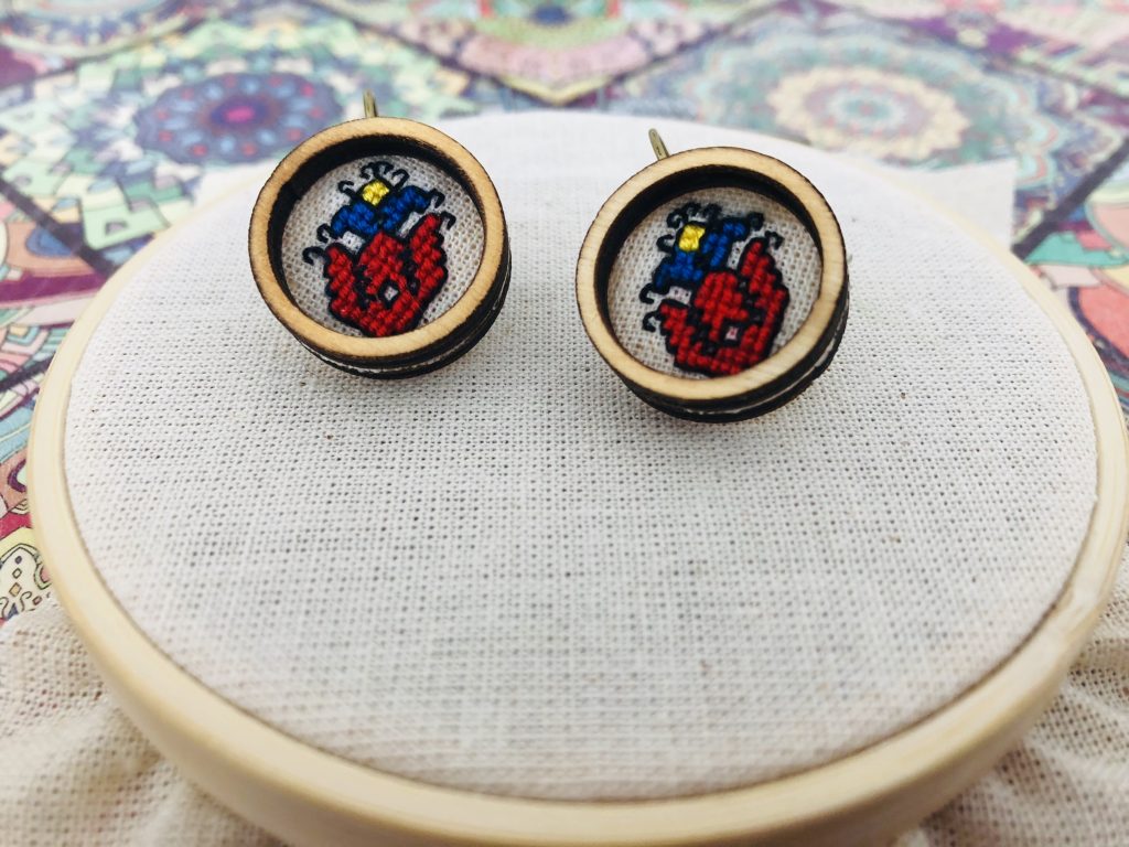 Earrings with Bulgarian embroidery